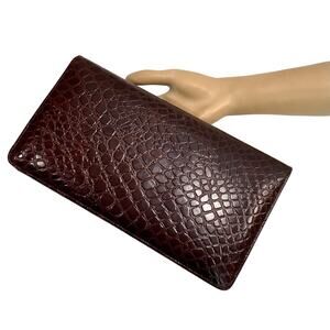 Vintage Real Alligator Leather Clutch Bag – 70s Exotic Shoulder Purse